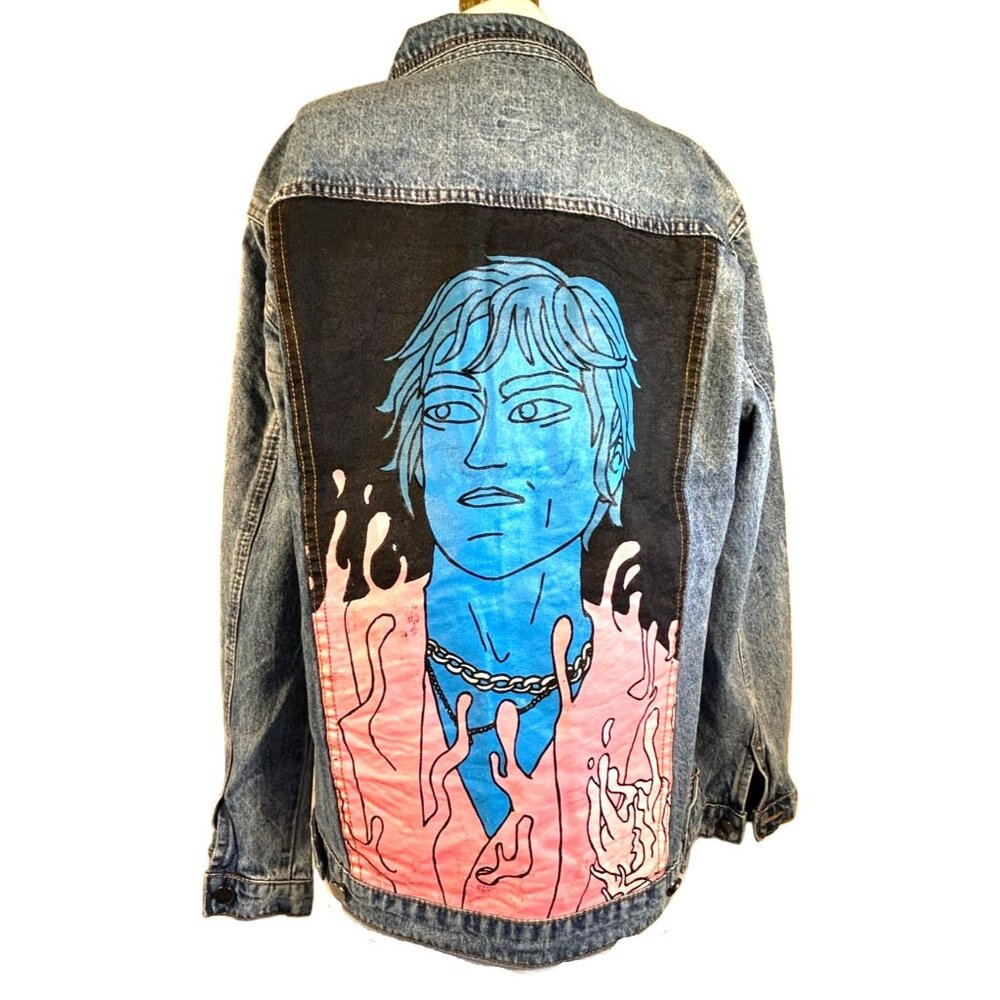 Cage The Elephant Denim Jacket Blue Graphic Art Size Large - Picture 3 of 10